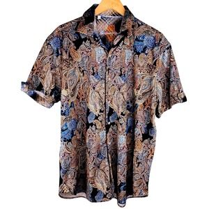 Luchiano Visconti Paisley Shirt Mens Large Stretch Comfort Party European Summer